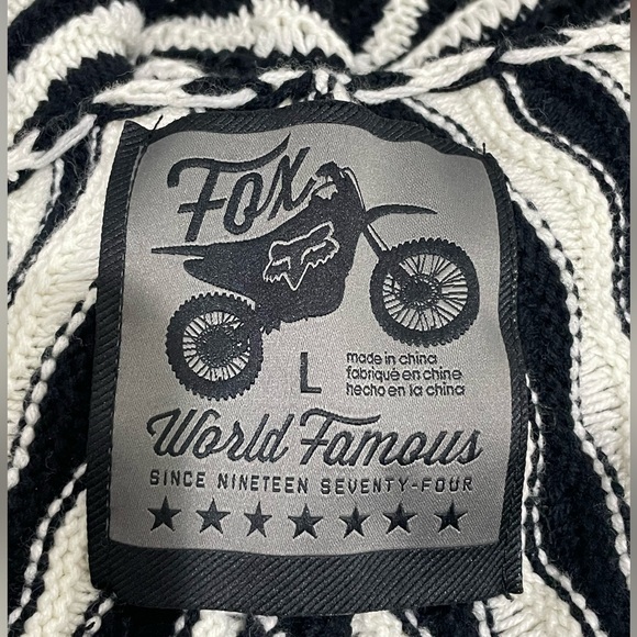 FOX Womens black and white striped pocketed shifter cardigan size large NWT - Picture 6 of 10